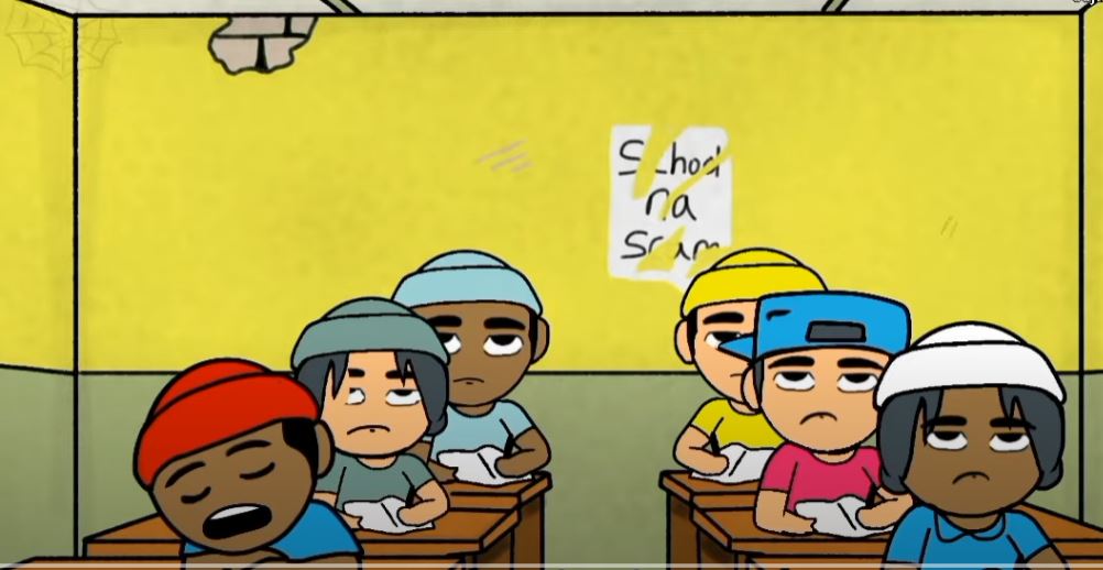 Sleeping in the class (funny cartoon)