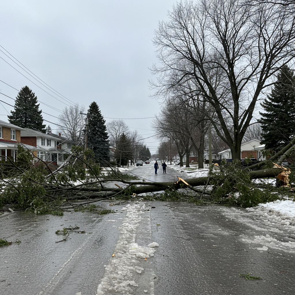 Ice Storm, Freezing Rain, Southern Ontario, Downed Trees, Power Outages, Winter Storm, Extreme Weather, Ontario, Canada, Natural Disaster, Road Closures, Emergency Response, Community Impact, Climate Change, Infrastructure Damage, Urban Forestry, Weather Alert, Winter Weather Advisory, Ice Damage, Tree Damage, Recovery Efforts, Resilience,