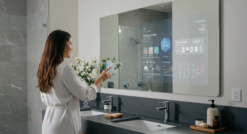 Smart Mirror, Innovation, Technology, Self-Care, Health Monitoring, Home Automation, Wellness, Lifestyle, Social Media, Tech Trends, User Experience, Futuristic Gadgets, Personalization, Privacy Concerns, Cultural Impact, Invention,