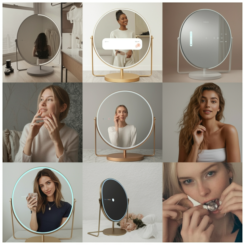 Smart Mirror, Innovation, Technology, Self-Care, Health Monitoring, Home Automation, Wellness, Lifestyle, Social Media, Tech Trends, User Experience, Futuristic Gadgets, Personalization, Privacy Concerns, Cultural Impact, Invention,