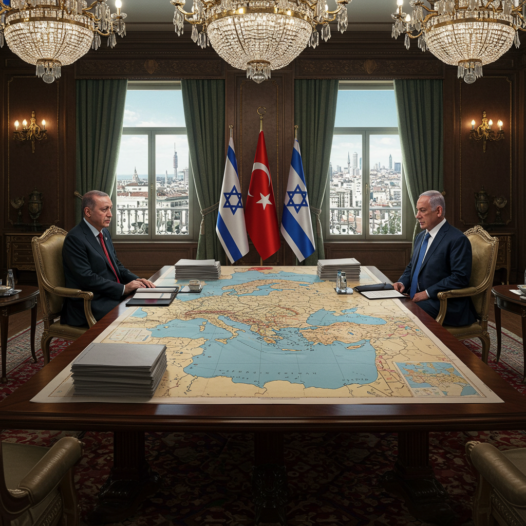 Turkey, Israel, Syria, Middle East, Geopolitics, Conflict, Military Tensions, Kurdish Issue, Iran, Hezbollah, Syrian Civil War, Diplomacy, Humanitarian Crisis, Refugees, Foreign Policy, International Relations, Security Concerns, Terrorism, Political Islam,