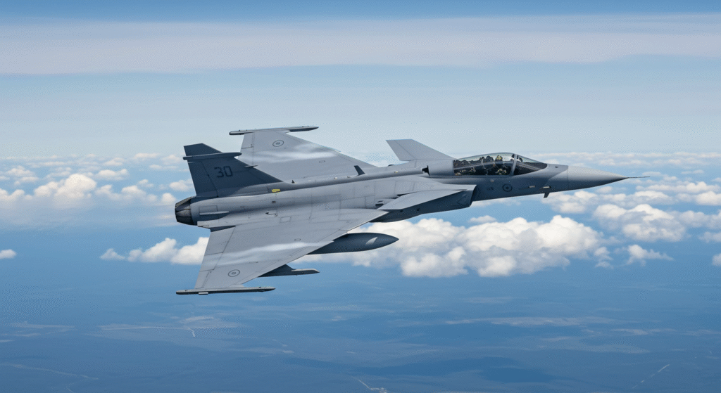 Saab Gripen, JAS 39C, JAS 39D, Multirole Fighter, NATO Interoperability, In-Flight Refueling, Advanced Avionics, Air-to-Air Missiles, Precision-Guided Munitions, Export Fighter, Czech Republic Air Force, Hungarian Air Force, South African Air Force, Royal Thai Air Force